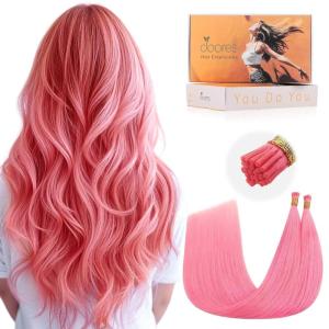 imageDoores Itip Human Hair Extensions Light Pink 18 Inch 25g Extensions For Women Real Human Hair
