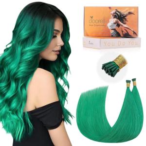 imageDoores Itips Hair Extensions Human Hair Green 16 Inch 25g Hair Extensions Green Color Extensions For Changing Look