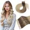 imageDOORES Tape in Hair Extensions Real Human Natural Ash Brown to Dirty Blonde Balayage Platinum Blonde 18 Inch 50g 20pcs Tape in Extensions Human Hair Real Natural Straight